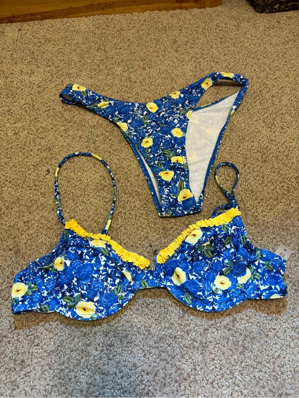 SHEIN 6 -Multi-Color Floral & Solid Bikini Set Bundle - Yellow, Blue, Red, Cream